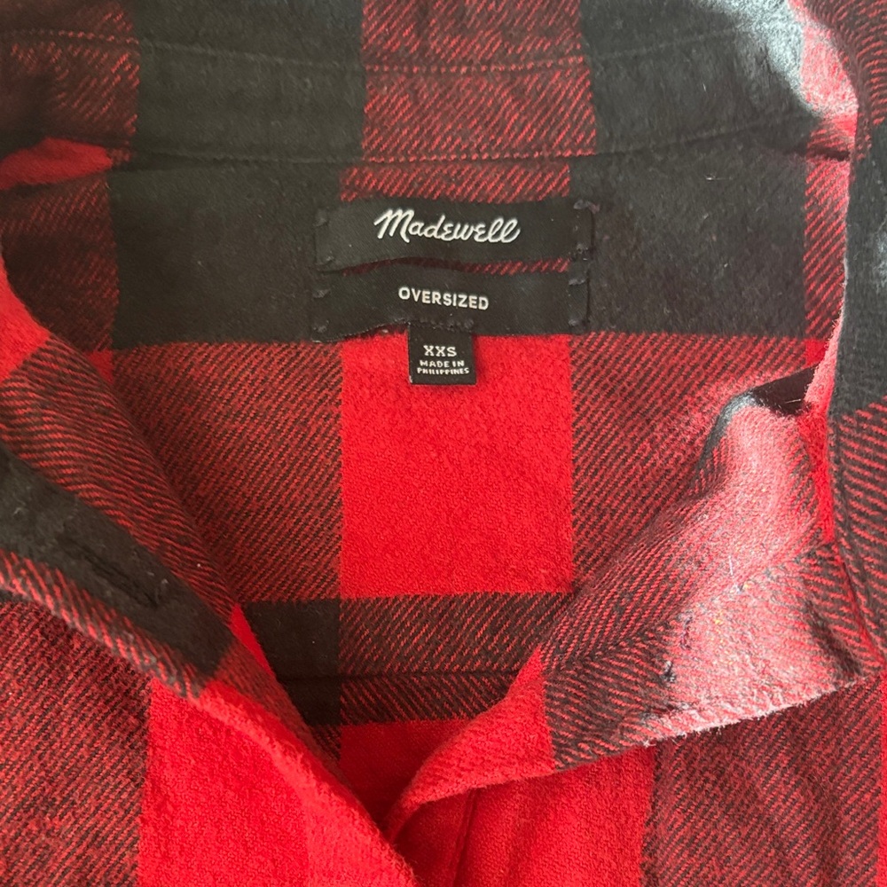 Madewell Oversized Red and Black Check Shirt
